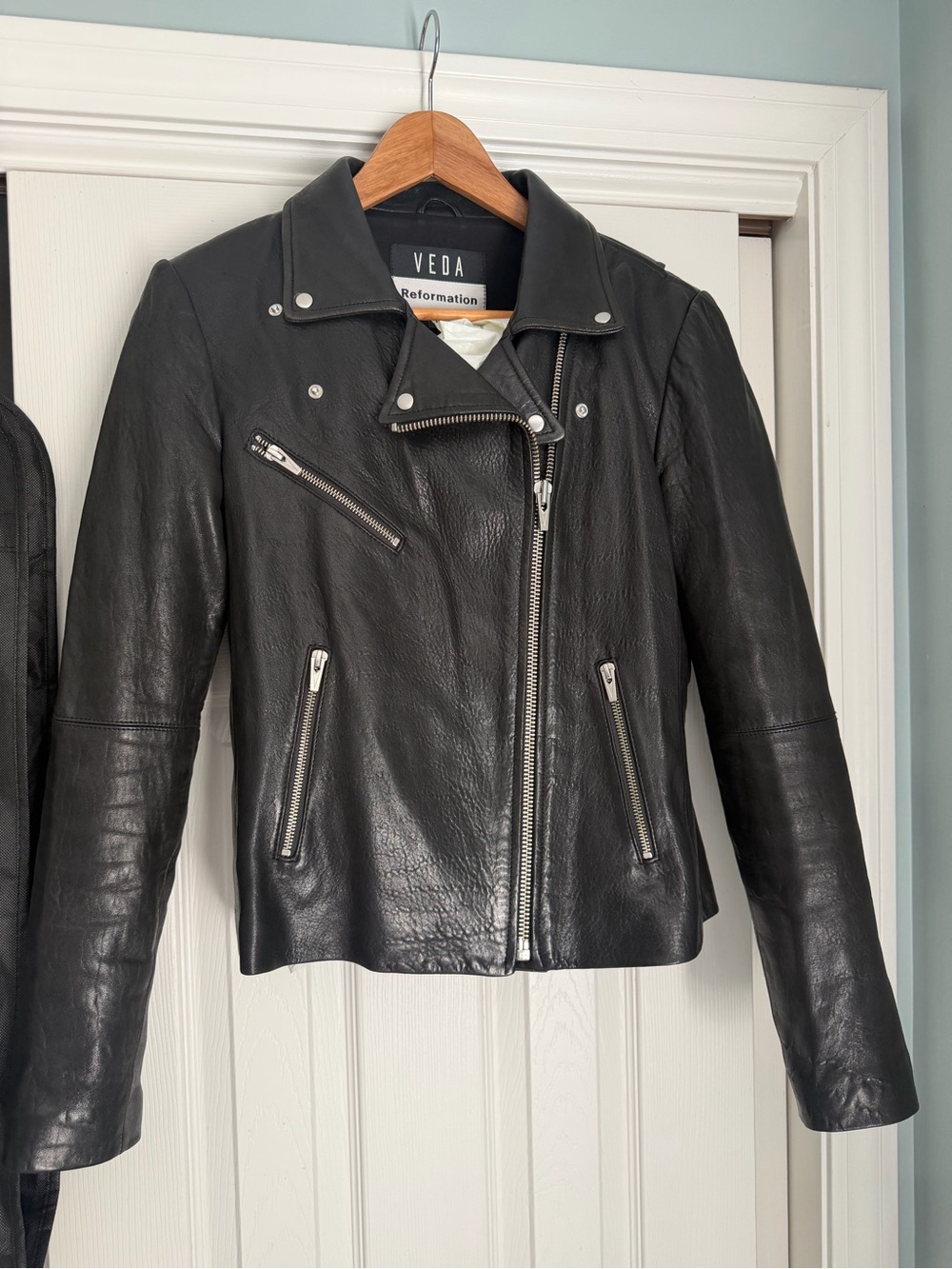 Reformation X Veda Collab Leather Motorcycle Jacket M